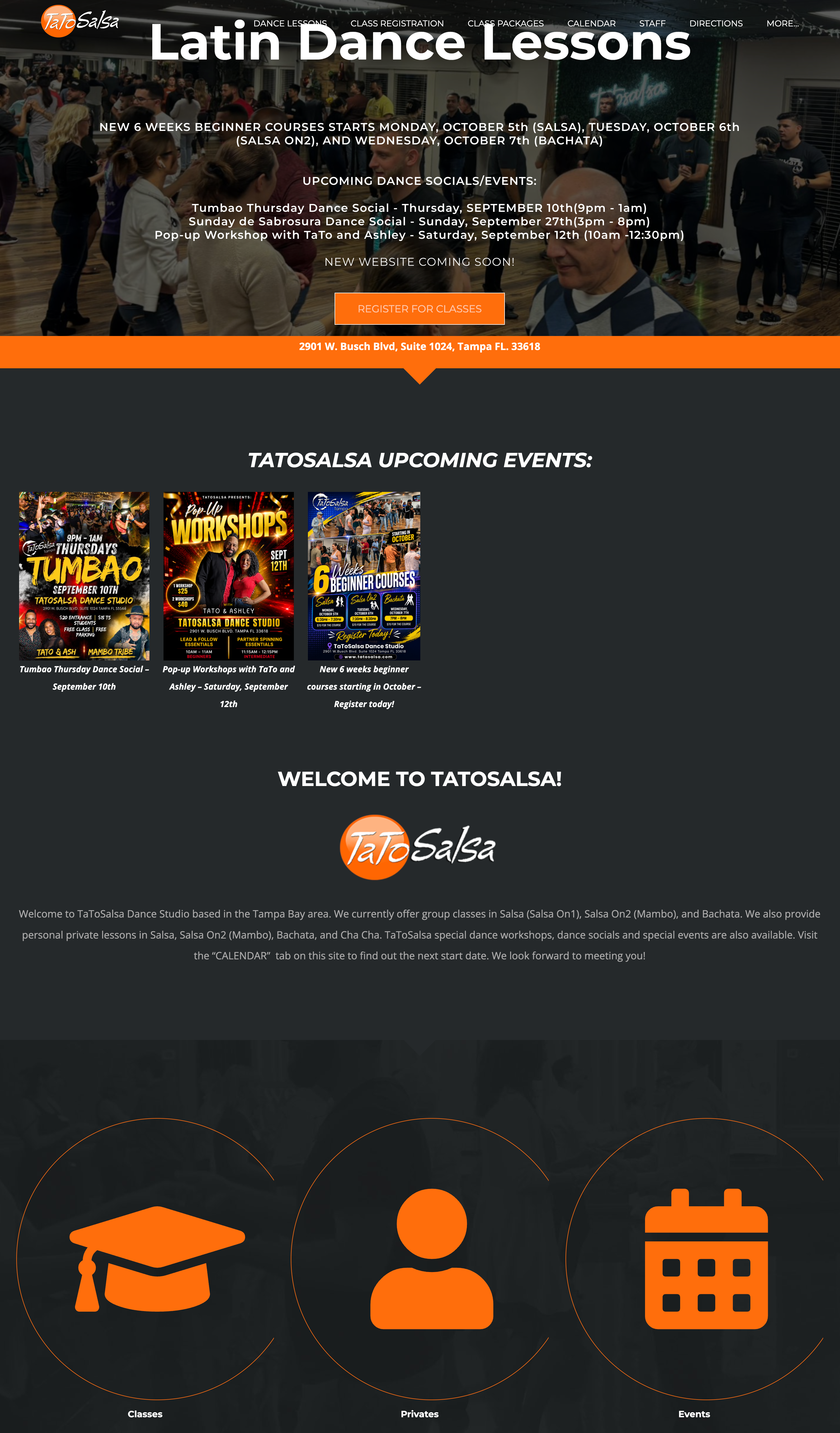 TatoSalsa Dance Studio old WordPress website homepage